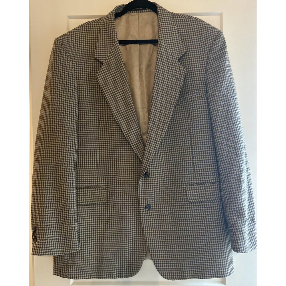 monsieur givenchy designer brown houndstooth 46L men’s lined sports coat jacket